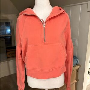Lululemon Coral scuba Half-Zip crop Hoodie